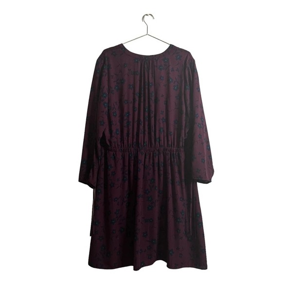 Molly and Isadora Long Sleeve Floral Print Dress Plum Blue 20w - Picture 2 of 12